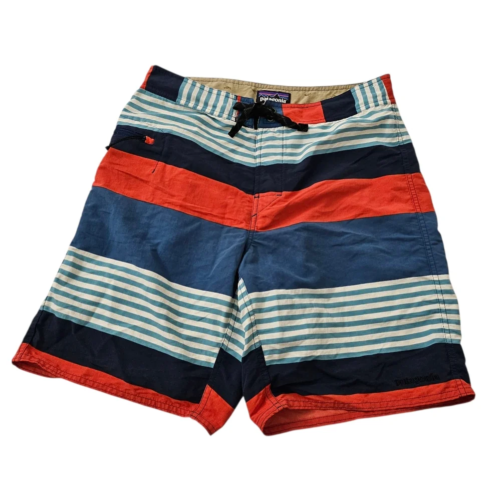 Patagonia Wavefarer Board Shorts Mens 32 Striped Surf Beach Resortwear Nylon